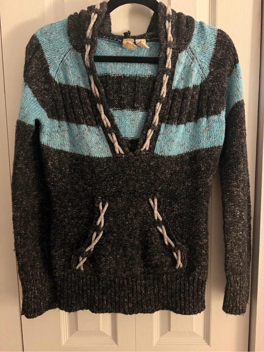 BKE | VTG Y2K Colorblock Chunky Knit Hooded Sweater | Women’s Large